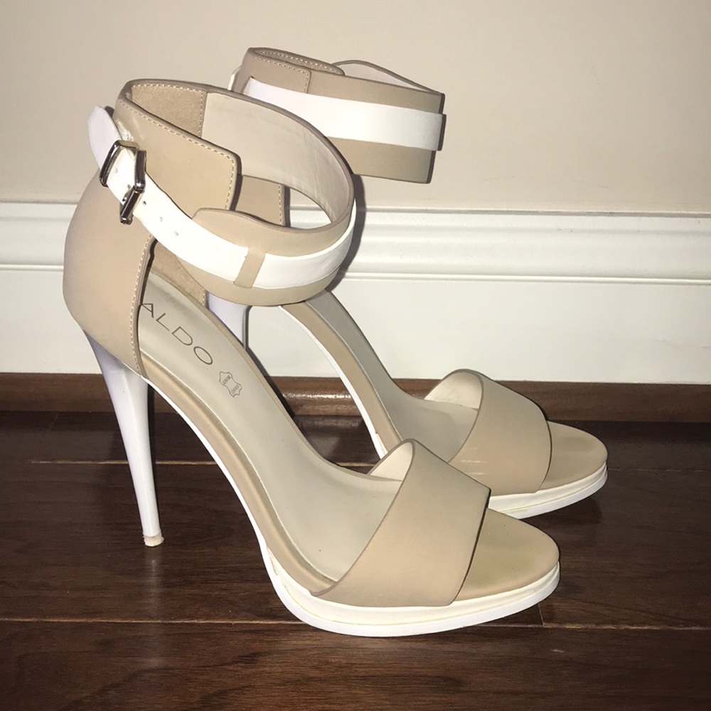 Stylish Nude & White Aldo Heels